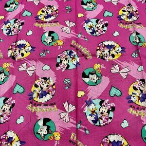 1 Yd C 44” BonEful Fabric Cotton Pink Minnie Mouse Daisy Duck Disney Sewing